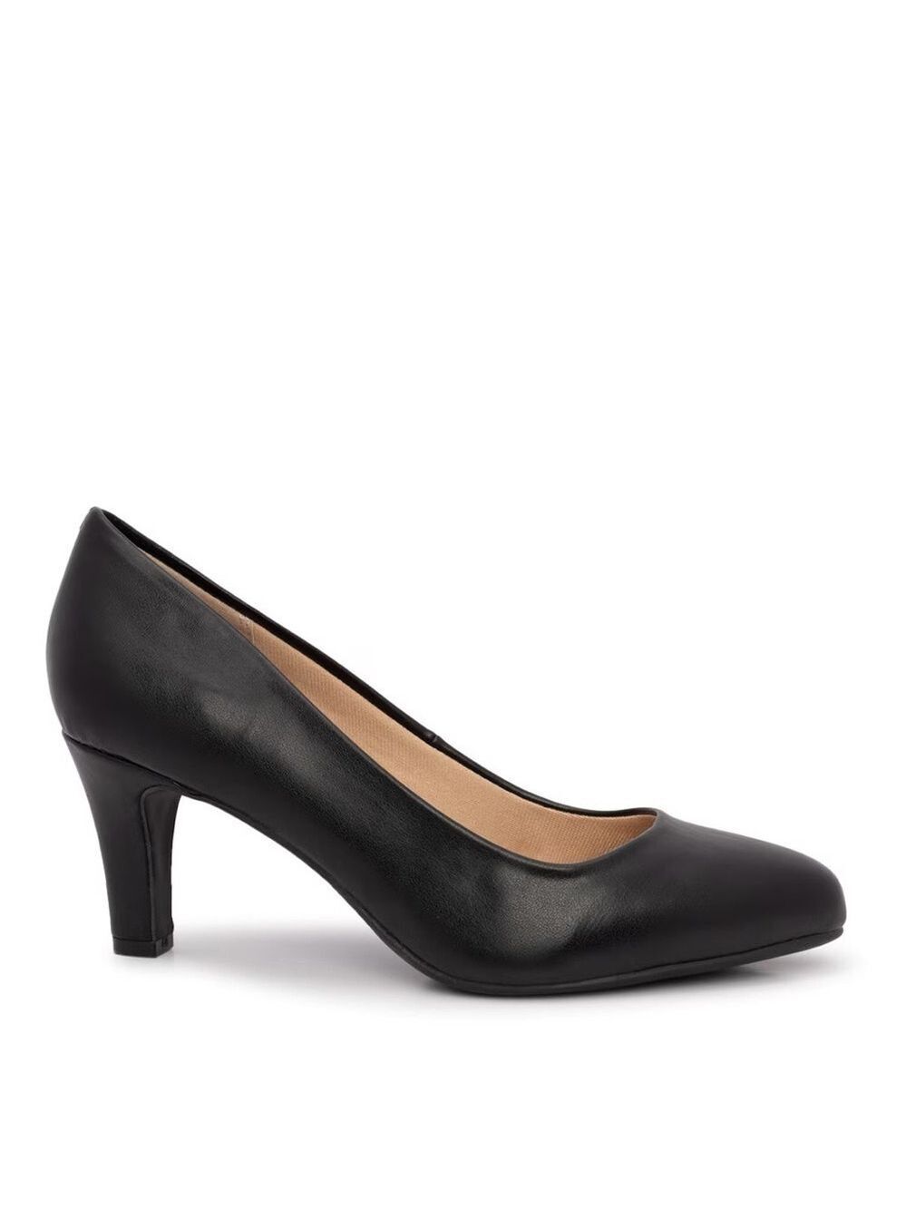 Kelly & Katie Genna Almond Toe Faux Leather Classic Black Pumps Heels